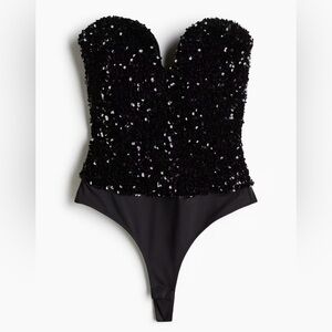 H&M Black Sequin Bodysuit